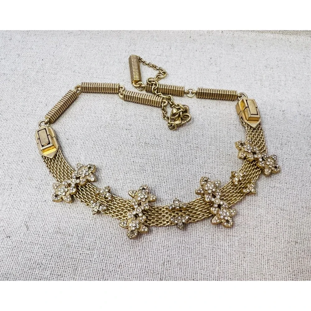 Cabi Bon Vivant Gold Tone Crystal Floral Convertible Necklace Bracelet